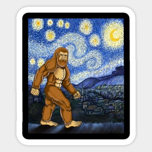 Bigfoot Van Gogh starry night Sticker